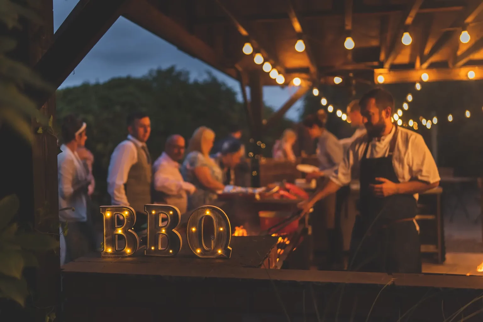 Curradine Barns wedding entertaintment evening food bbq