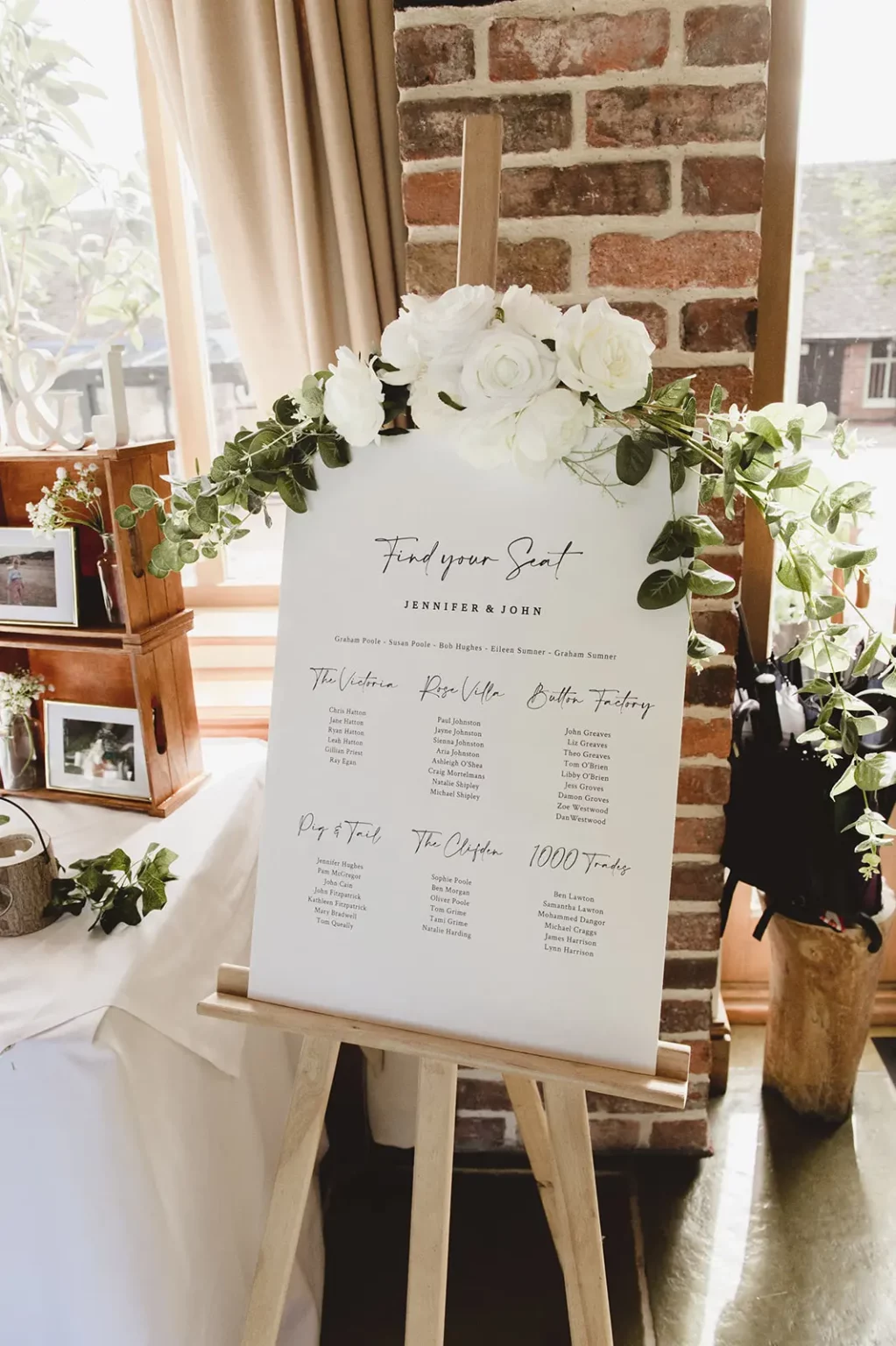 Curradine Barns wedding breakfast table plan