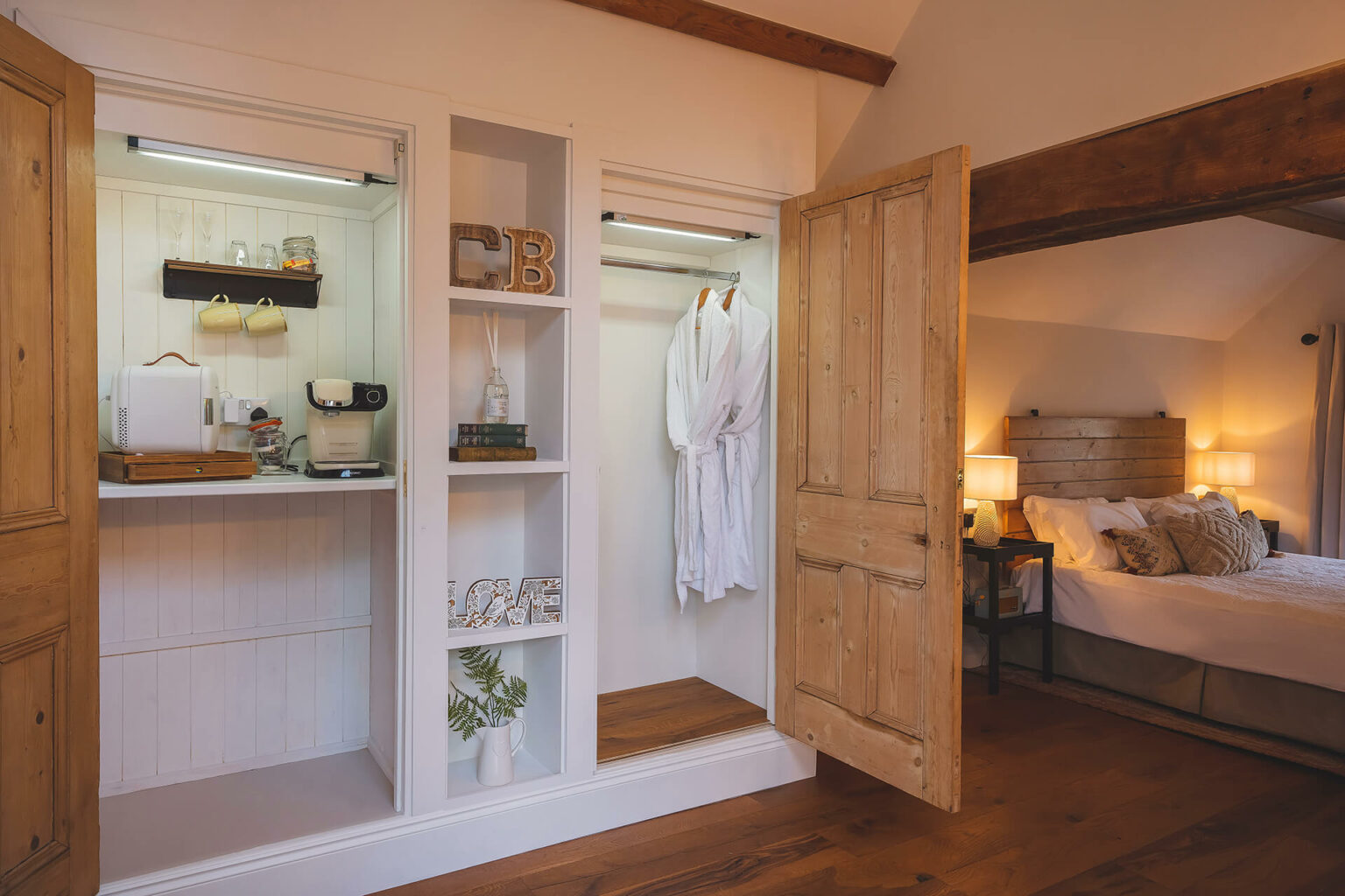 curradine barns wedding honeymoon cottage cupboard