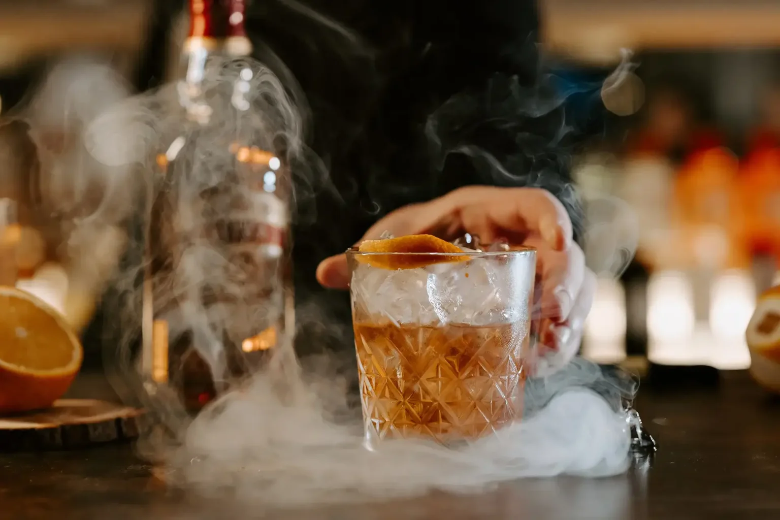 cocktails old fashioned smoke landscape
