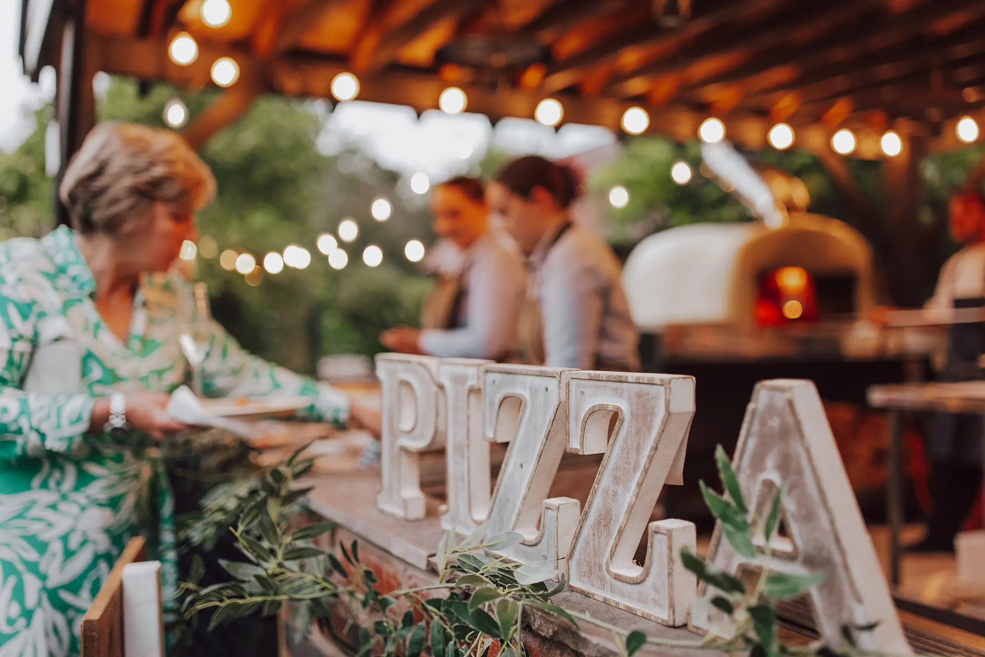 Curradine Barns outdoor kitchen evening food